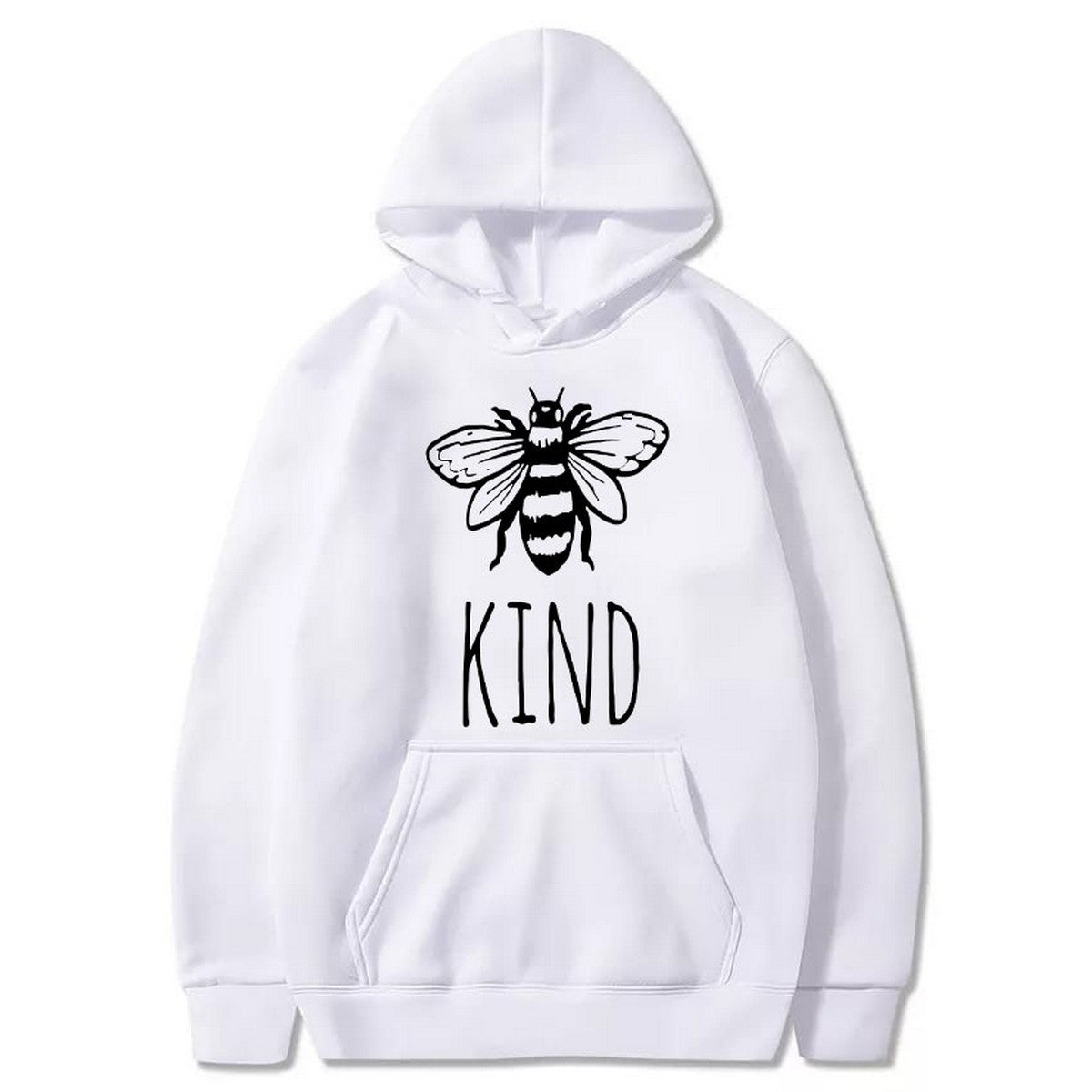 Bee Kind Printed Fleece Full Sleeves Pull Over Hoodie For Women And Men - DENIMS - Hoodies & Sweatshirts - 