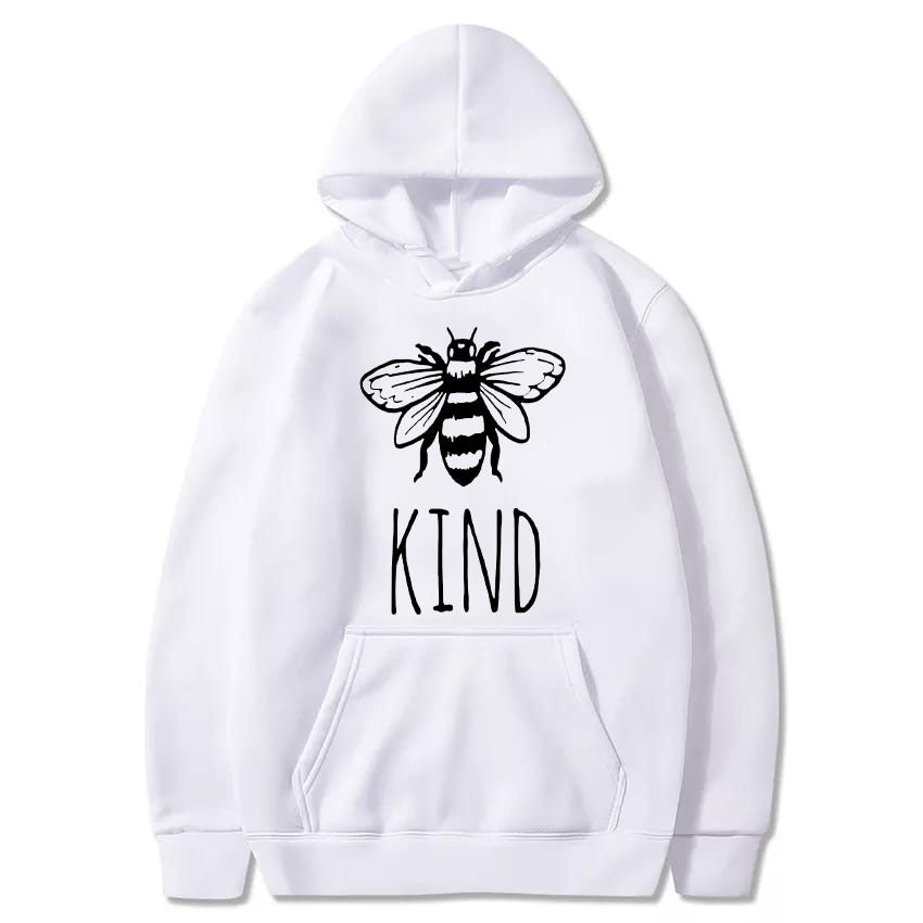 Bee Kind Printed Fleece Full Sleeves Pull Over Hoodie For Women And Men - DENIMS - Hoodies & Sweatshirts - 