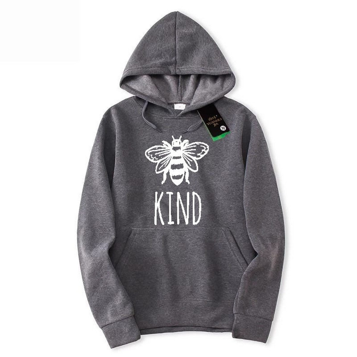 Bee Kind Printed Fleece Full Sleeves Pull Over Hoodie For Women And Men - DENIMS - Hoodies & Sweatshirts - 