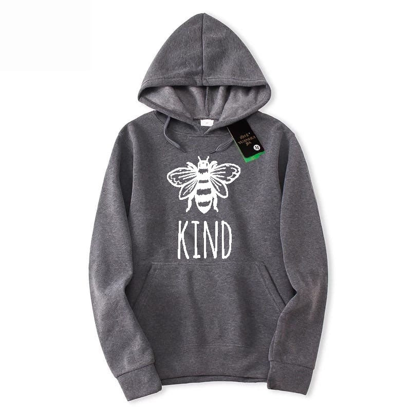 Bee Kind Printed Fleece Full Sleeves Pull Over Hoodie For Women And Men - DENIMS - Hoodies & Sweatshirts - 