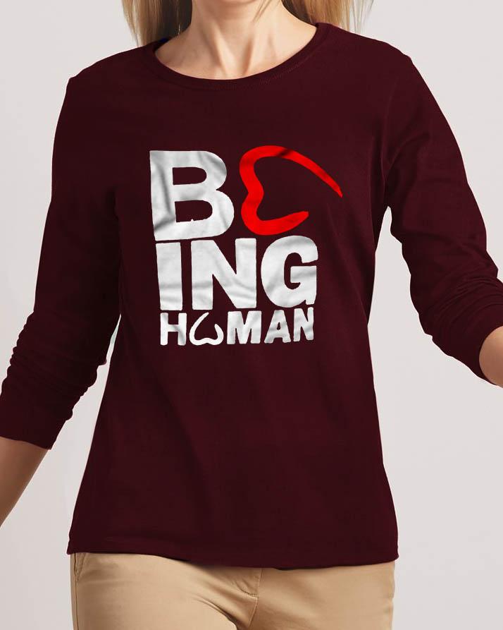 Being Human New Fashion Maroon High Graphic Excellent Quality T - shirt - DENIMS - Tops & T - Shirts - 