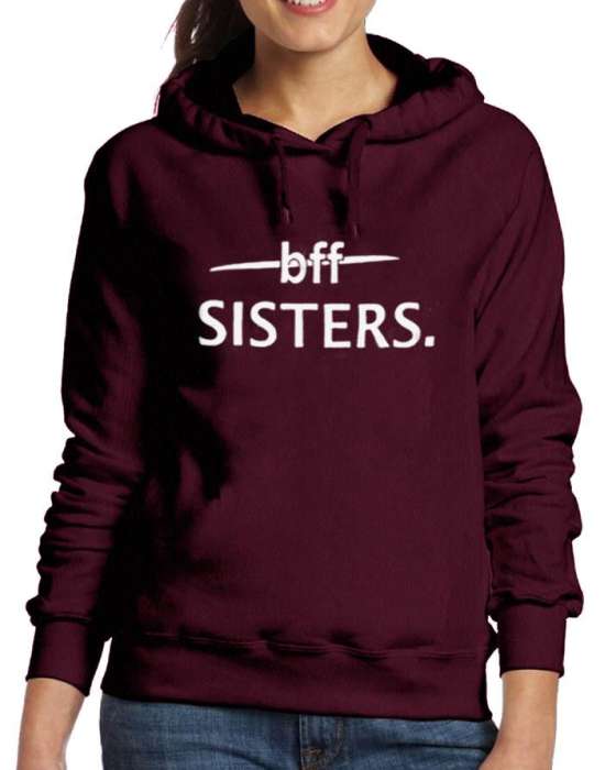 BFF Stylish Maroon Printed Hoodie For Women - DENIMS - Hoodies & Sweatshirts - 