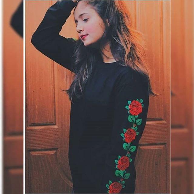 Black 2 Sleeves Floral Printed T - Shirt For Women - DENIMS - Tops & T - Shirts - 