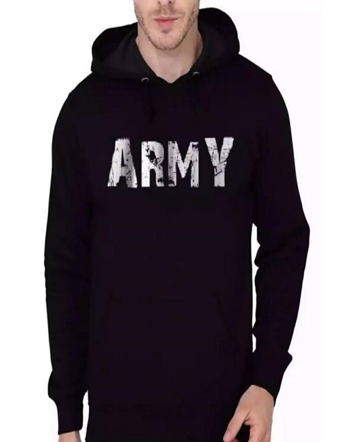 Black Army Printed Hoody For Mens Plain Fit kangro Hoodie - DENIMS - Hoodie & Sweatshirt - 