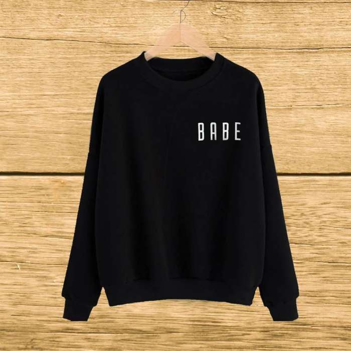 Black babe sweat shirt For and Women - DENIMS - Hoodies & Sweatshirts - 