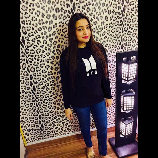 Black BTS Cotton Printed T - Shirt For Women - DENIMS - Tops & T - Shirts - 