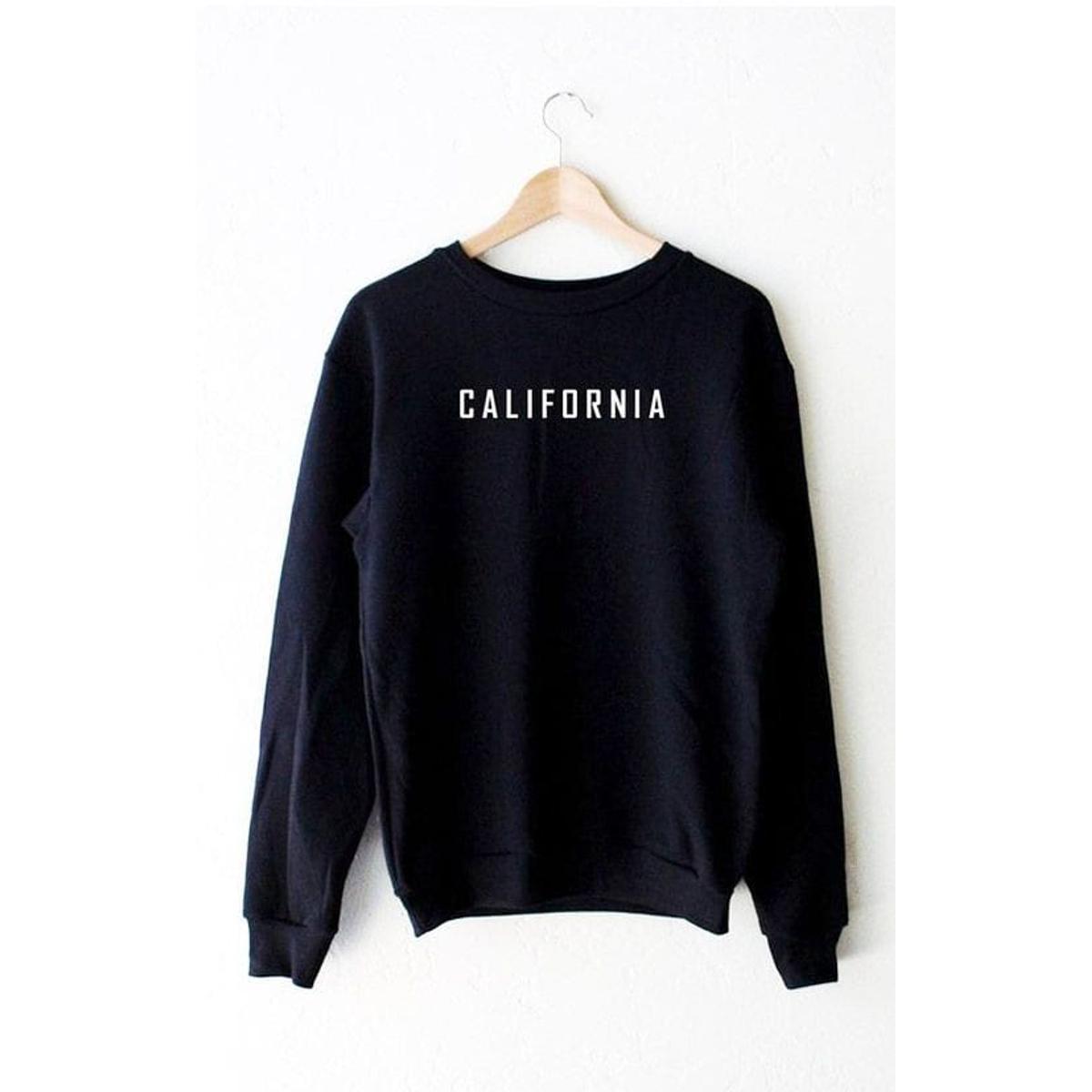 Black California Printed Fleece Full Sleeves Pull Over Sweatshirt - DENIMS - Hoodie & Sweatshirt - 