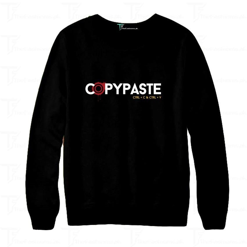 Black Copypaste Printed Sweatshirt For Men - DENIMS - Hoodie & Sweatshirt - 