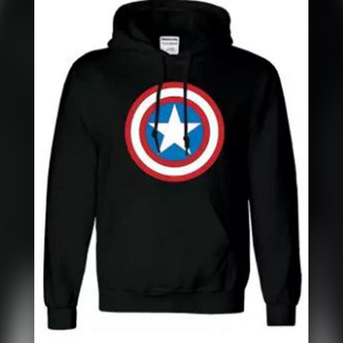 Black Cotton Printed Captain America Hoodie For Men - DENIMS - Hoodie & Sweatshirt - 