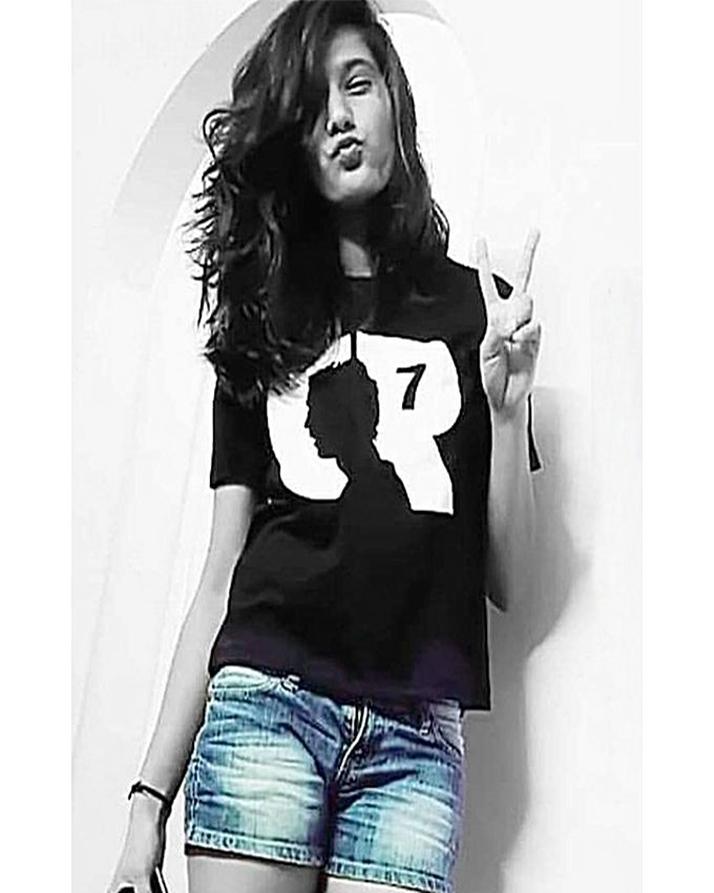 Black Cotton Printed T - Shirt For Women - DENIMS - Tops & T - Shirts - 