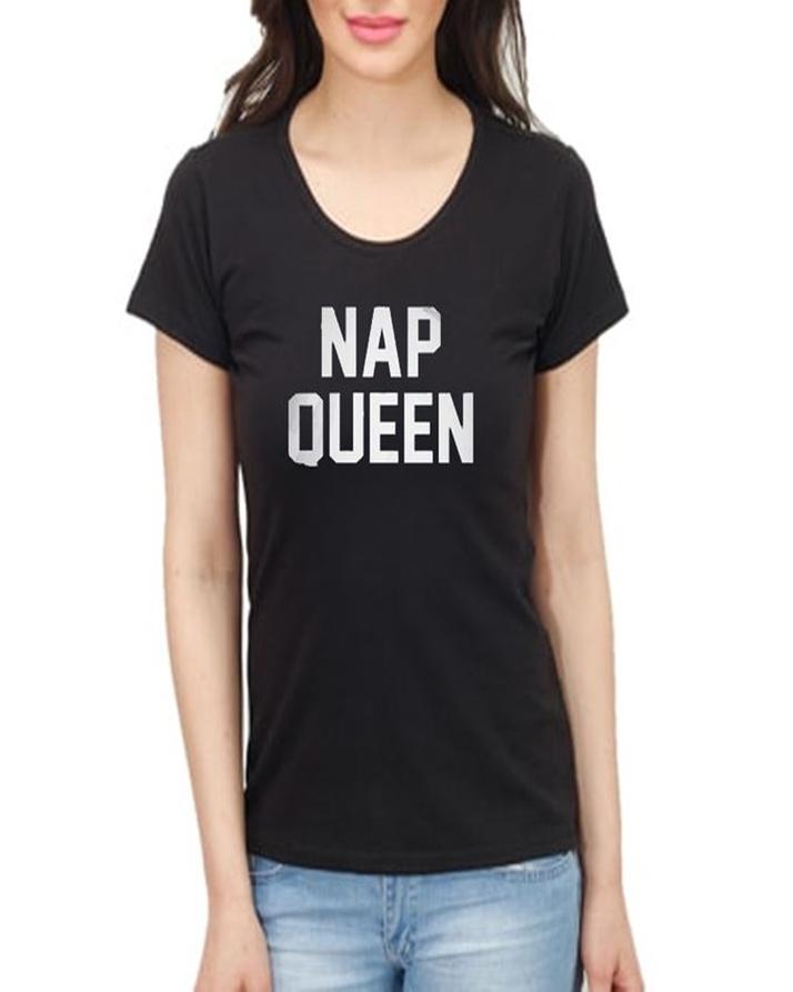 Black Cotton Printed TShirt For Women - DENIMS - Tops & T - Shirts - 