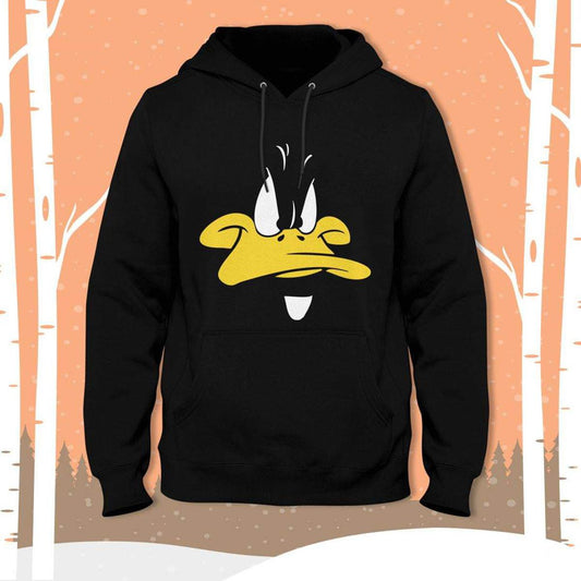 Black Donald Duck Fleece Full Sleeves Pull Over Hoodie For Women - DENIMS - Hoodies & Sweatshirts - 