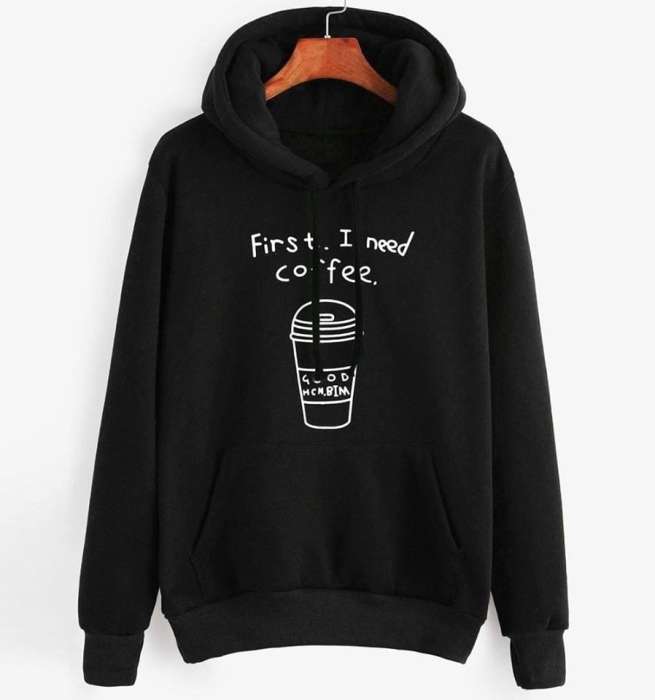 black first i need coffee export quality hoodie for women 222 - DENIMS - Hoodies & Sweatshirts - 
