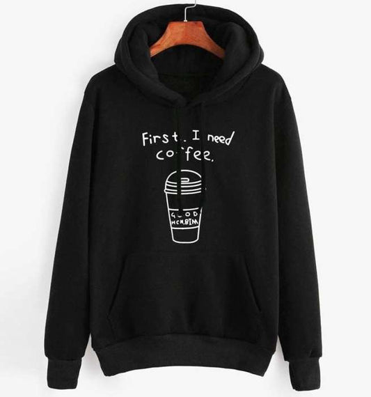 black first i need coffee export quality hoodie for women 222 - DENIMS - Hoodies & Sweatshirts - 
