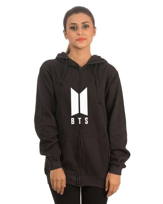 Black Fleece BTS Zipper Hoodies For Women - DENIMS - Hoodies & Sweatshirts - 