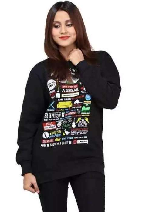 Black Fleece Friends Sweatshirt For Women - DENIMS - Hoodies & Sweatshirts - 