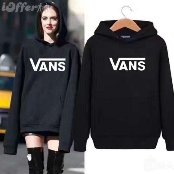 Black Fleece Vans Printed Pull Over Hoodie - DENIMS - Hoodies & Sweatshirts - 