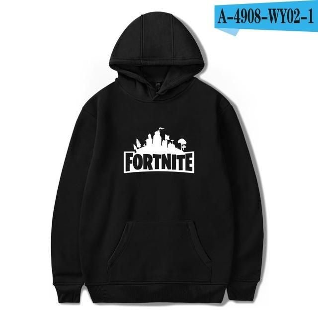 Black Fortnite Fleece Full Sleeves Pull Over Hoodie For Women - DENIMS - Hoodies & Sweatshirts - 