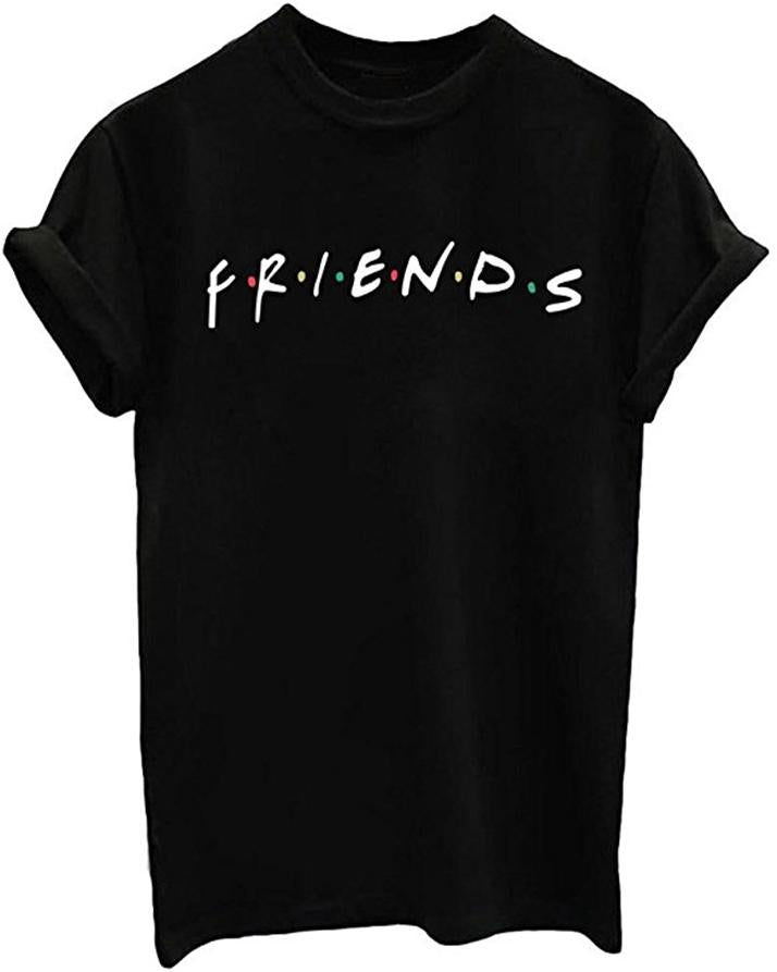 Black F.r.i.e.n.d.s Cotton Printed T - Shirt For Women - DENIMS - Tops & T - Shirts - 