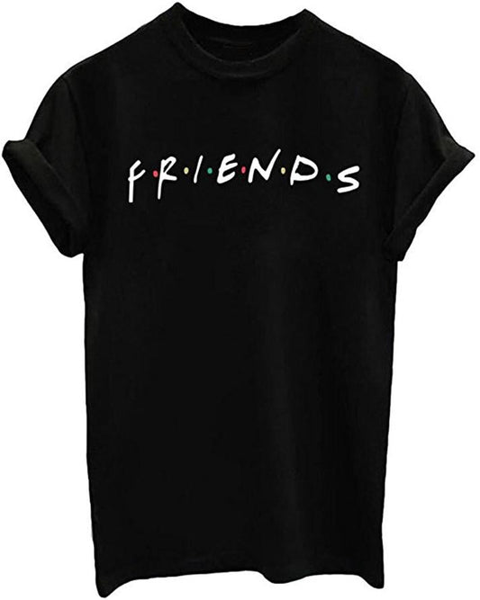 Black F.r.i.e.n.d.s Cotton Printed T - Shirt For Women - DENIMS - Tops & T - Shirts - 
