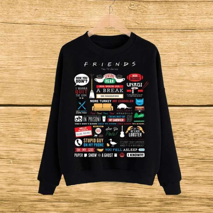 Black Friends Printed Sweat Shirt - DENIMS - Hoodies & Sweatshirts - 