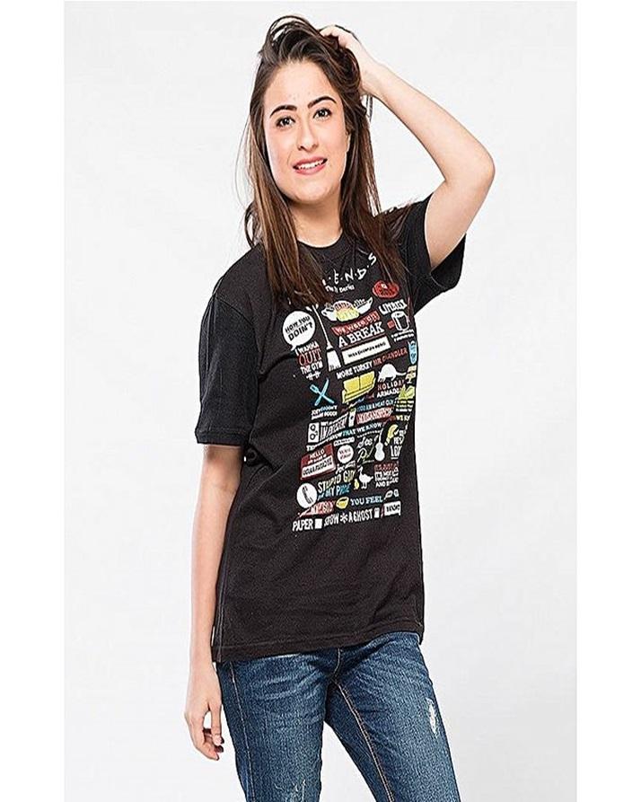 Black Friends Printed T - Shirt For Women - DENIMS - Tops & T - Shirts - 