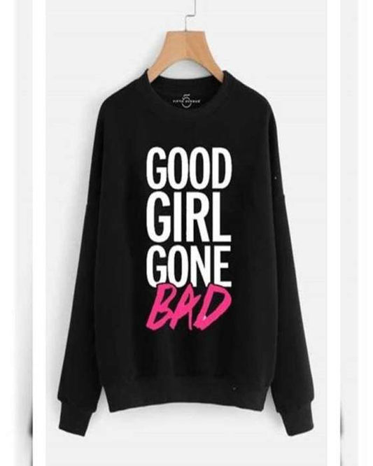 Black GOOD GONE BAD Printed Sweatshirt for womens - DENIMS - Hoodies & Sweatshirts - 
