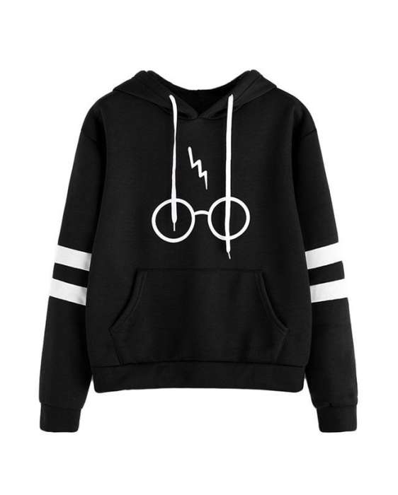 Black Harry Potter Printed Hoodie For Women 832 - DENIMS - Hoodies & Sweatshirts - 
