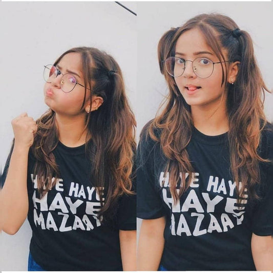 Black Haye Haye Haye Cotton T - shirt For Womens - DENIMS - Tops & T - Shirts - 