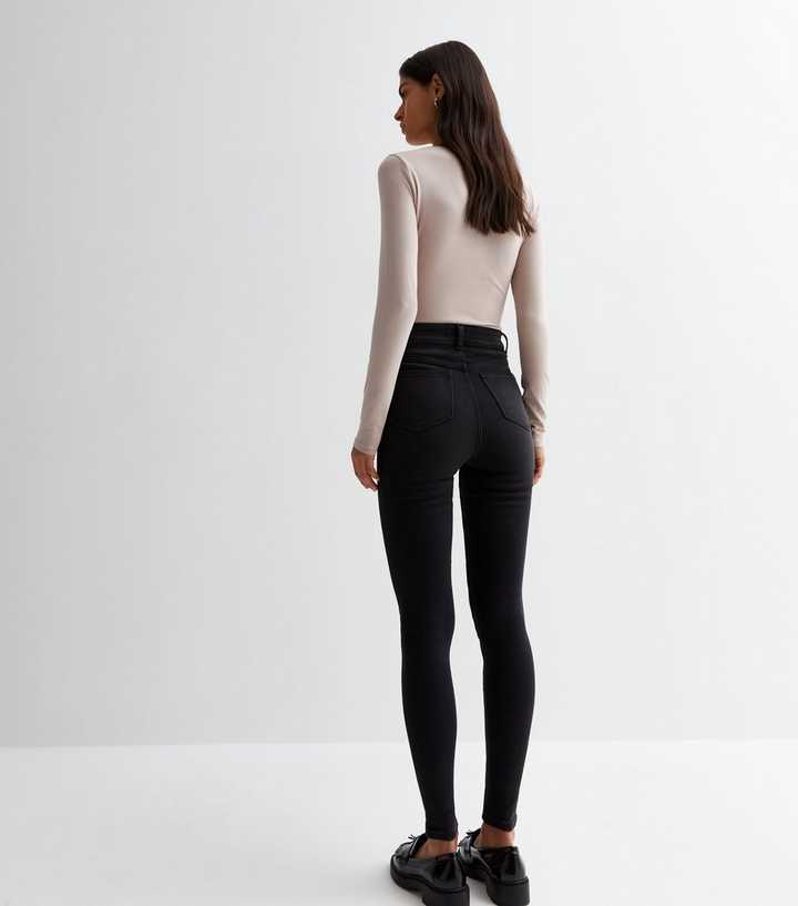 Black High Waist Ripped Knee Skinny Jeans - DENIMS - Jeans - 