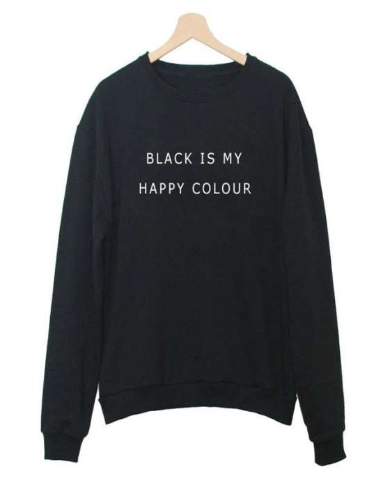 Black Is Happy Colour Printed Sweatshirt For womens - DENIMS - Hoodies & Sweatshirts - 