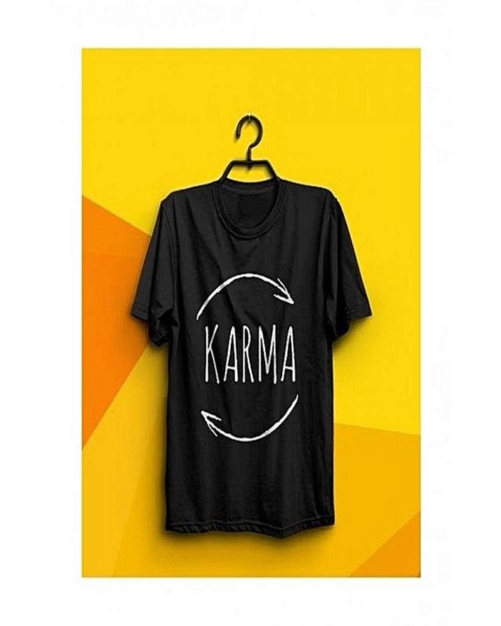 Black Karma Cotton Printed T - Shirt For Women - DENIMS - Tops & T - Shirts - 