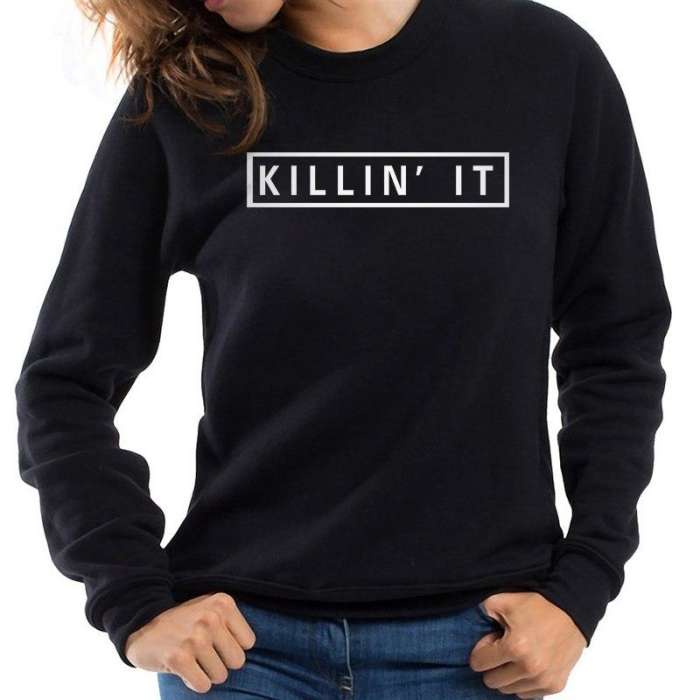 Black Killin It Sweatshirt For Women Fine Fashions - DENIMS - Hoodies & Sweatshirts - 