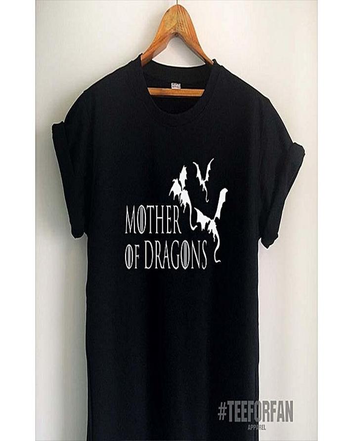 Black Mother of Dragons Cotton Printed T - Shirt For Women - DENIMS - Tops & T - Shirts - 