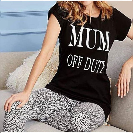 Black Mum Off Duty Cotton Printed T - Shirt For Women - DENIMS - Tops & T - Shirts - 