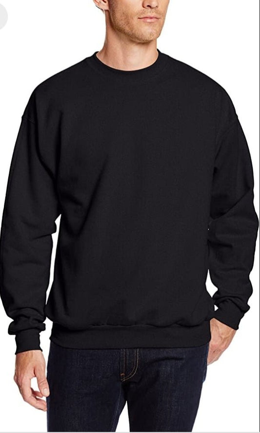 Black Plain Fleece Full Sleeves Pull Over Sweatshirt - Jumper For Men & Women - DENIMS - Hoodie & Sweatshirt - 