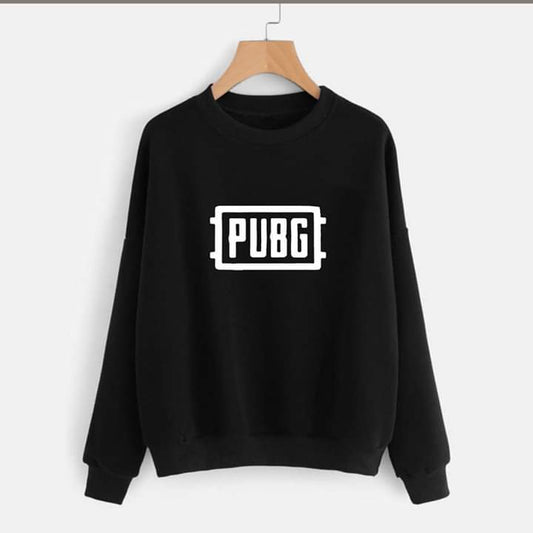 Black Pubg Fleece Full Sleeves Sweatshirt For Men - DENIMS - Hoodie & Sweatshirt - 
