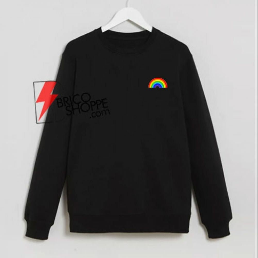 Black Rainbow Fleece Full Sleeves Pull Over Sweatshirt For Women - DENIMS - Hoodies & Sweatshirts - 