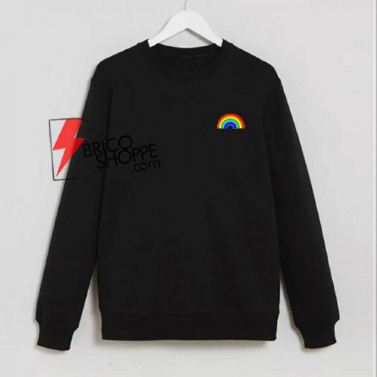 Black Rainbow Fleece Full Sleeves Pull Over Sweatshirt For Women - DENIMS - Hoodies & Sweatshirts - 