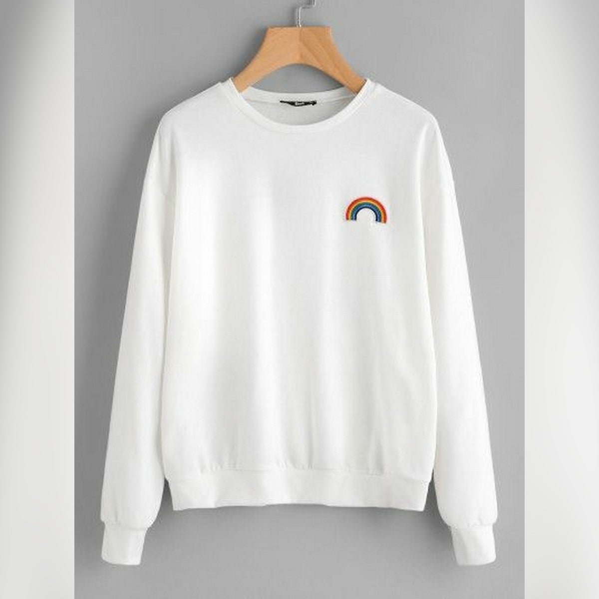 Black Rainbow Fleece Full Sleeves Pull Over Sweatshirt For Women - DENIMS - Hoodies & Sweatshirts - 