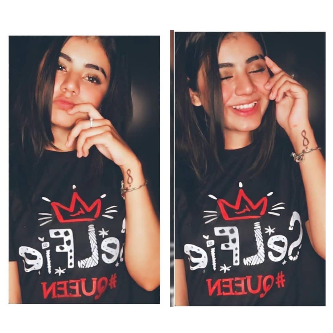 Black Selfie Queen Cotton Printed T - shirt For Womens - DENIMS - Tops & T - Shirts - 