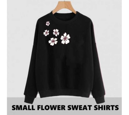 Black Side Flower Printed SweatShirt - DENIMS - Hoodies & Sweatshirts - 