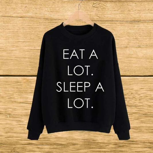 Black sleep a lot printed sweat shirt For and Women - DENIMS - Hoodies & Sweatshirts - 