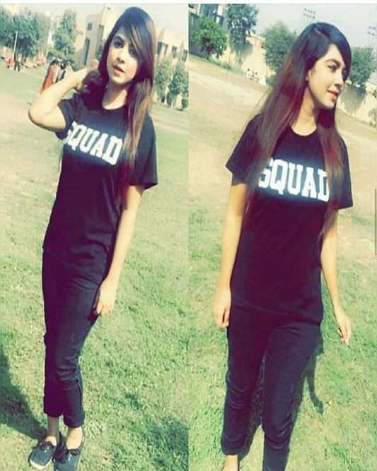 Black Squad Cotton Printed T - Shirt For - DENIMS - Tops & T - Shirts - 
