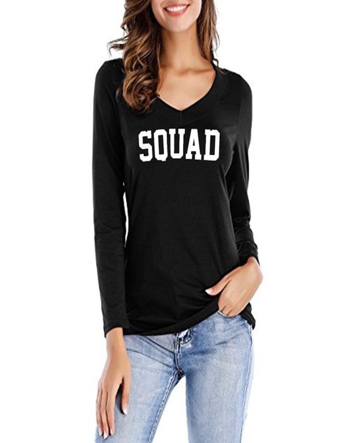 Black Squad Printed T - Shirt For Her - DENIMS - Tops & T - Shirts - 