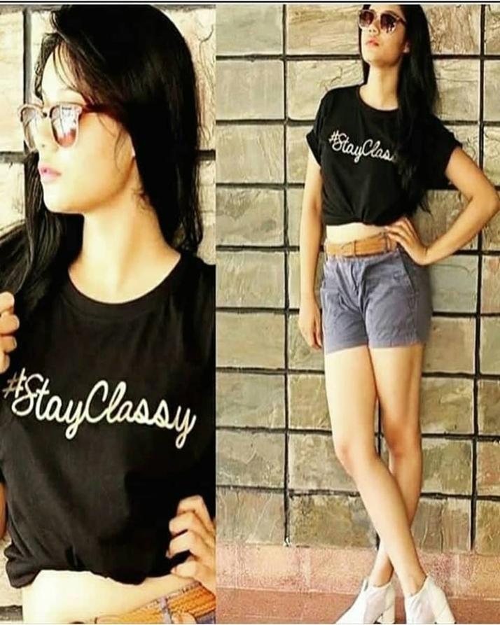 Black Stay Classy Printed T - Shirt For Women - DENIMS - Tops & T - Shirts - 
