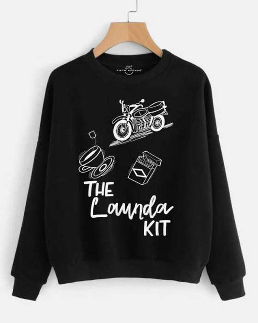 Black The Canada Kit Printed Sweat Shirt For womens - DENIMS - Hoodies & Sweatshirts - 
