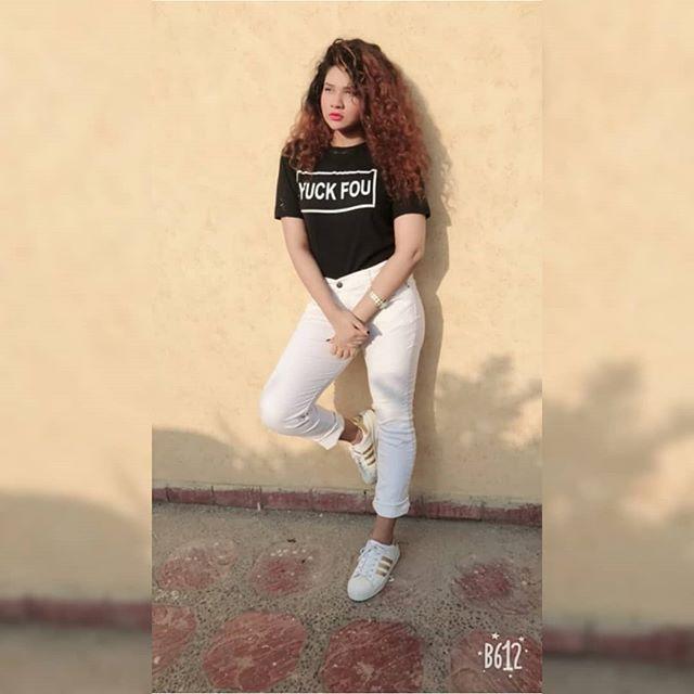 Black Yuck Fou Cotton Printed T - Shirt For Women - DENIMS - Tops & T - Shirts - 