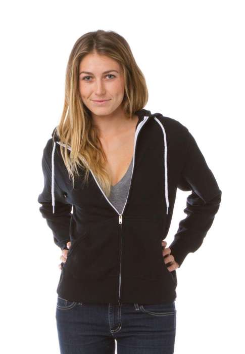 Black Zipper Fleece Plan Pull Over Hoodie - DENIMS - Hoodies & Sweatshirts - 