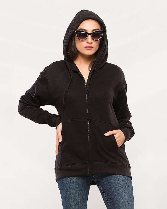 Black Zipper Hoodie For women - DENIMS - Hoodies & Sweatshirts - 
